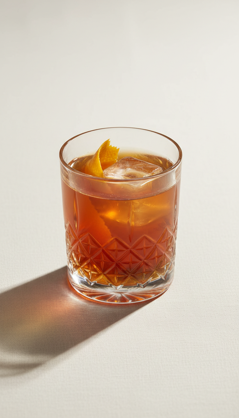 Signature Cocktail in Amber Glassware